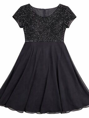 Beautiful Vintage Bieff Basix Black Sequin Cocktail Party Evening Dress